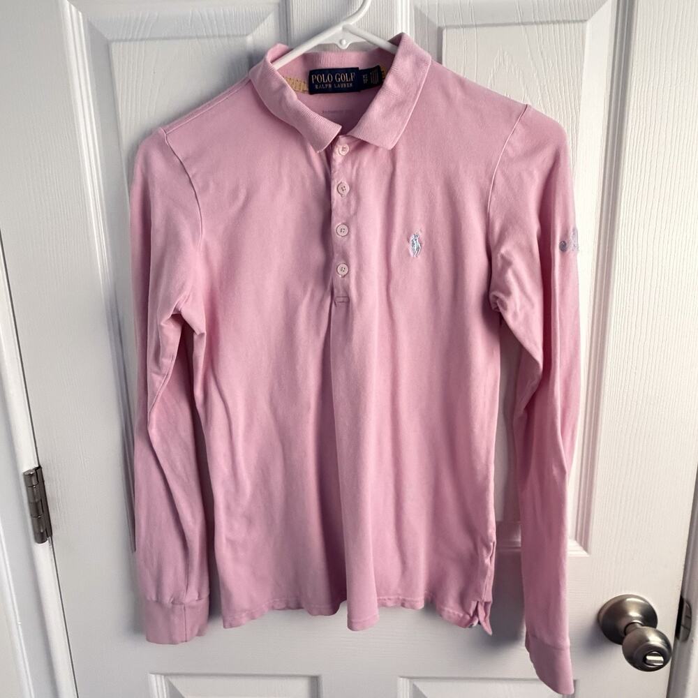 Ralph Lauren Polo Golf Tailored Fit Long Sleeve Women XS Pink Preppy Academia